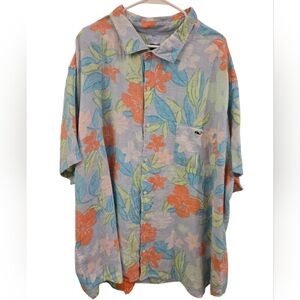 VINEYARD VINES FLORAL/TROPICAL 100% LINEN BUTTON UP SHORT SLEEVE SHIRT. SIZE 4XB